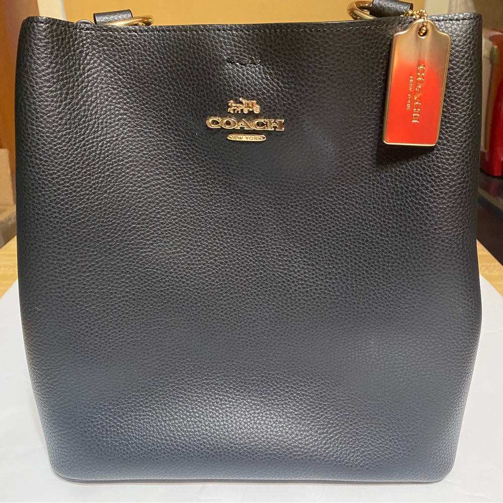 Coach Black Pebbled Leather Bucket Bag